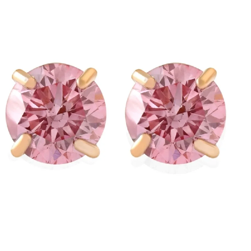 inscribed tradition stud earrings-3/8Ct Pink Lab Grown Diamond Screw Back Studs Earrings 14K Yellow Gold