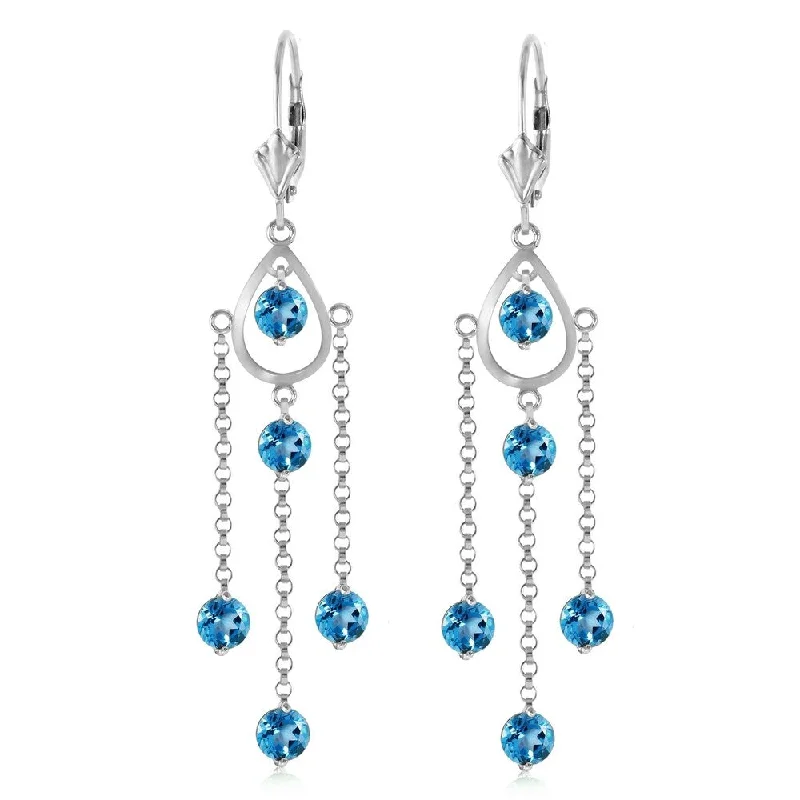 bohemian crest summit earrings-3 Carat 14K Solid Gold Spring Springs Blue Topaz Earrings