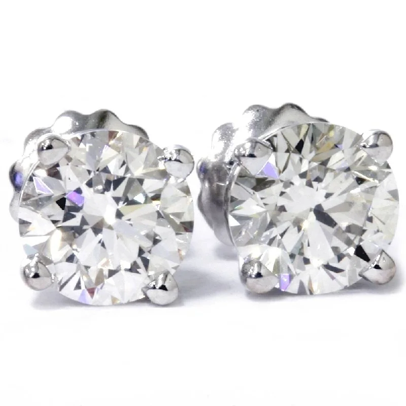 art deco sapphire earrings-3 CT Round Lab Created Diamond Screw Back Studs 14K White Gold