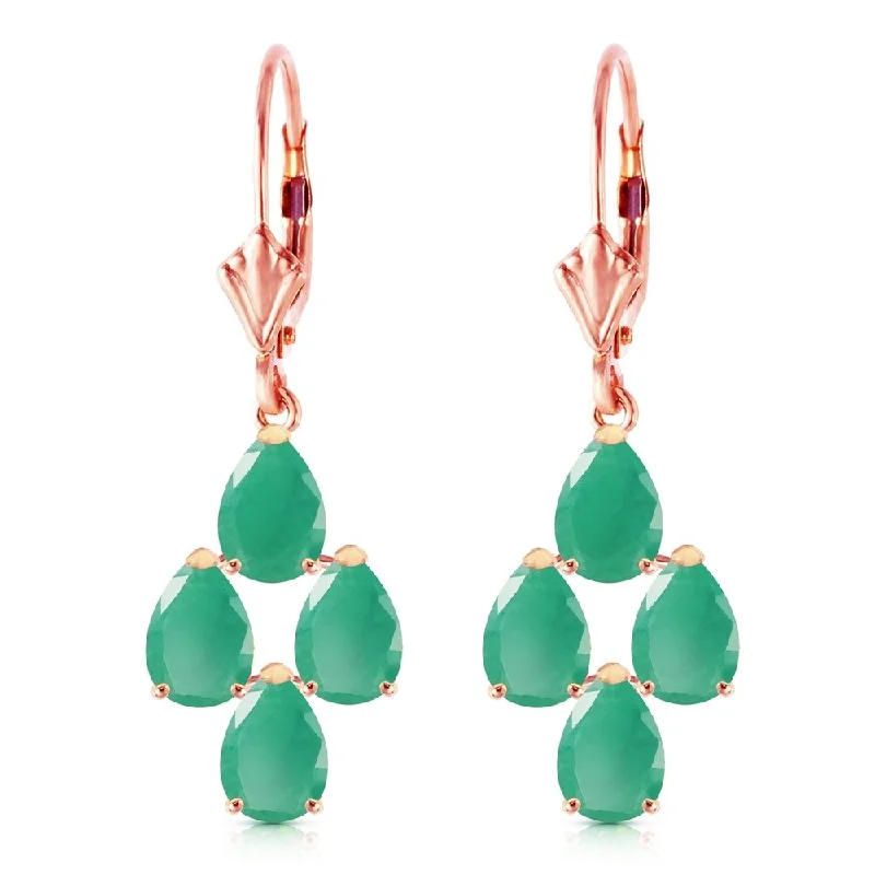 bold ruby summit peak earrings-4.5 Carat 14K Solid Rose Gold Emerald Spring Earrings