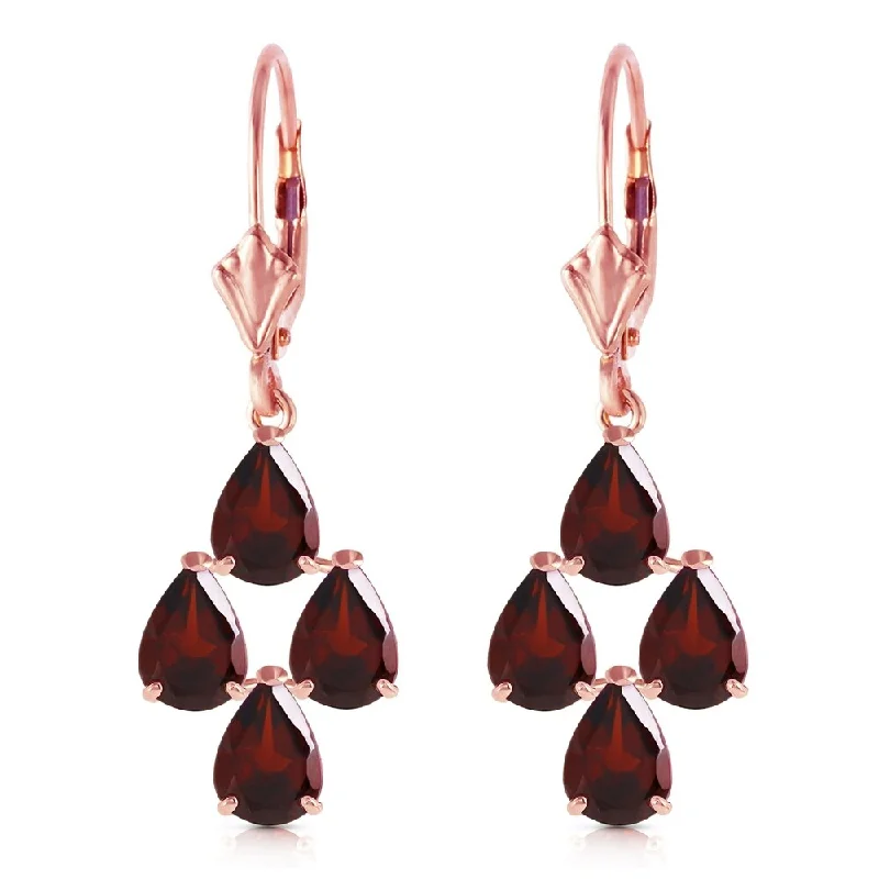 matte silver tier earrings-4.5 Carat 14K Solid Rose Gold Garnet Nights Earrings