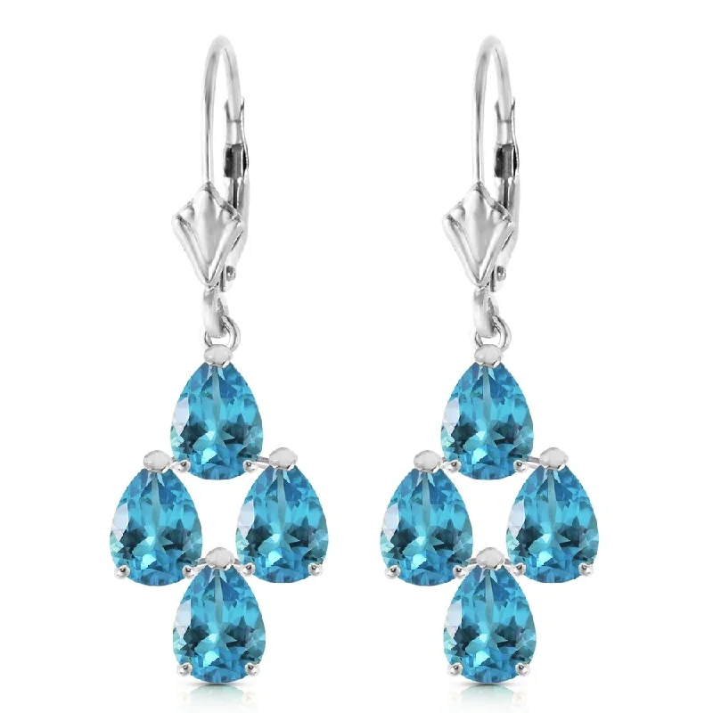 adjustable ridge summit earrings-4.5 CTW 14K Solid White Gold Yield Blue Topaz Earrings