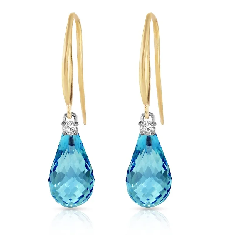 adjustable blaze earrings-4.6 Carat 14K Solid Gold Joya Blue Topaz Diamond Earrings