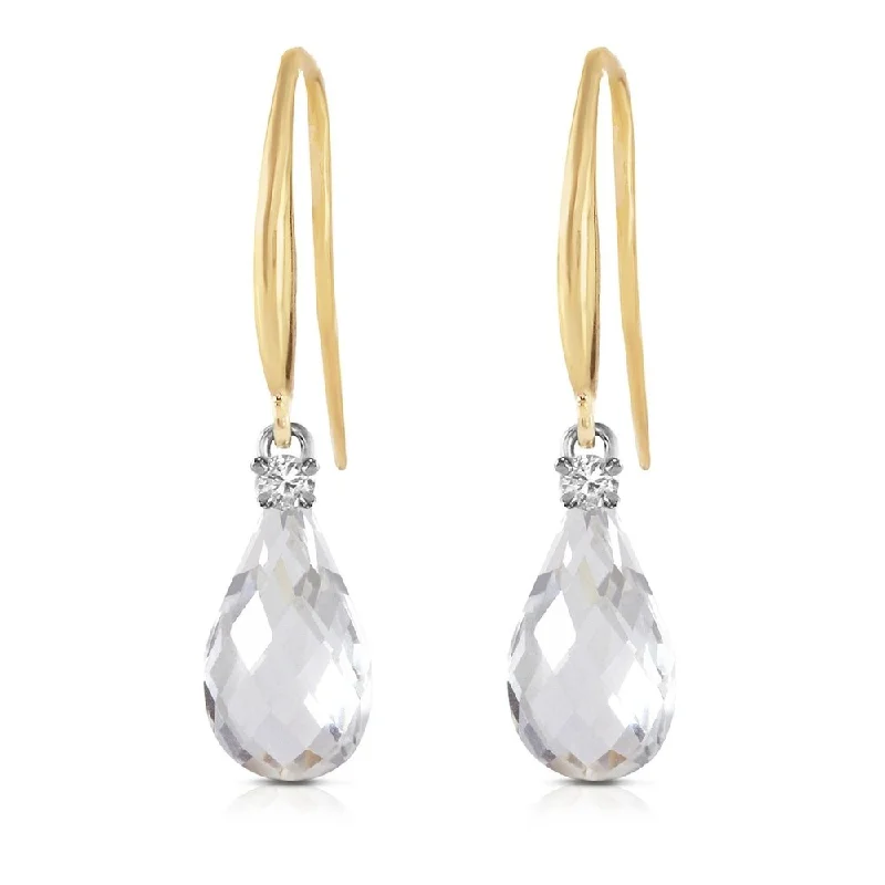 modern contoured drop earrings-4.6 CTW 14K Solid Gold Impressions White Topaz Diamond Earrings