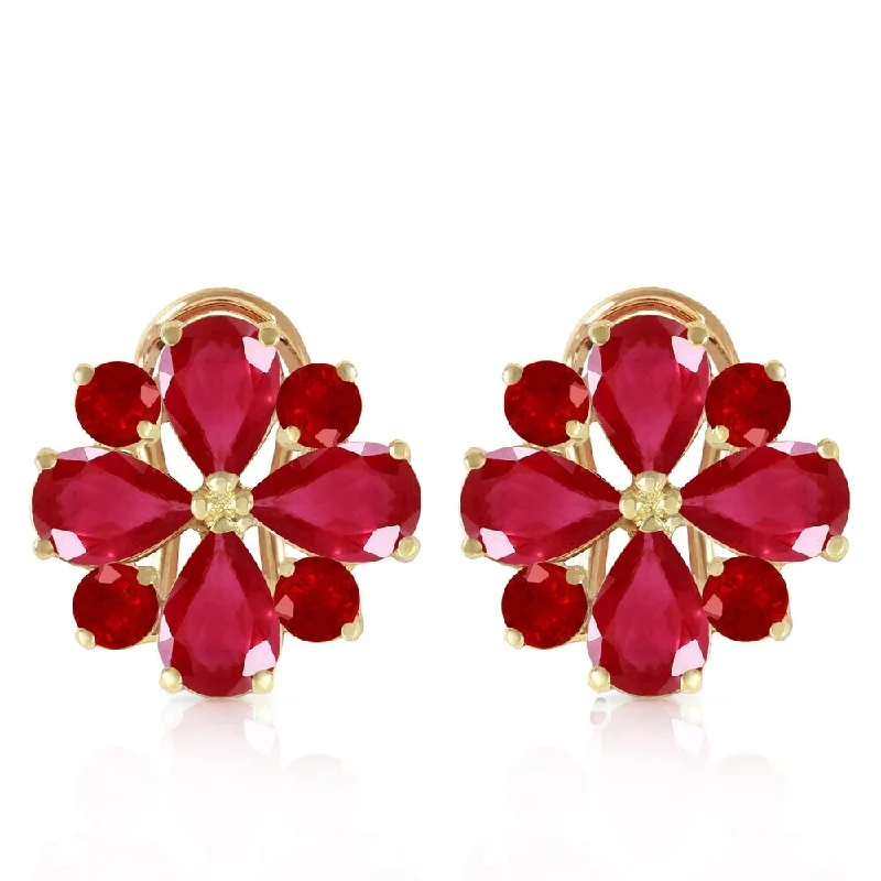 elegant tantalum drop earrings-4.85 Carat 14K Solid Gold French Clips Earrings Natural Ruby