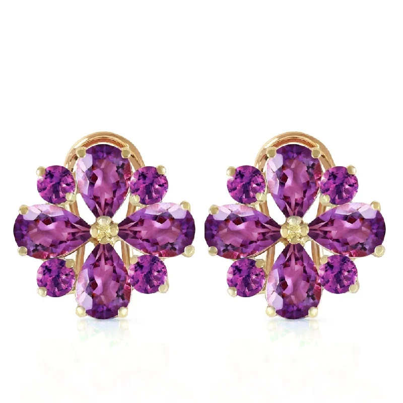 bold topaz summit peak earrings-4.85 CTW 14K Solid Gold Fiore Amethyst Earrings