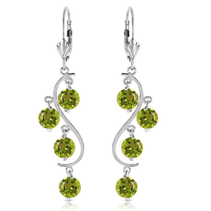 floral-inspired jade earrings-4.95 Carat 14K Solid White Gold Isabel Archer Peridot Earrings