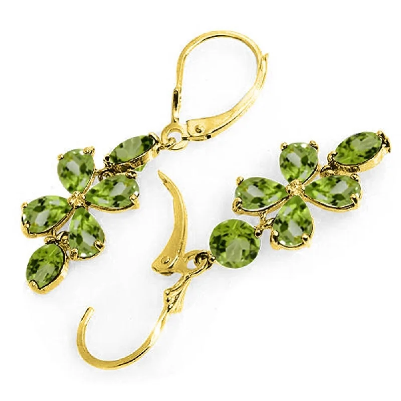 modern sleek peak ridge earrings-5.32 CTW 14K Solid Gold Petals Peridot Earrings