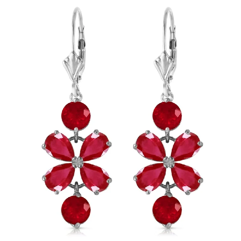 minimalist ridge summit earrings-5.32 CTW 14K Solid White Gold Chandelier Earrings Natural Ruby