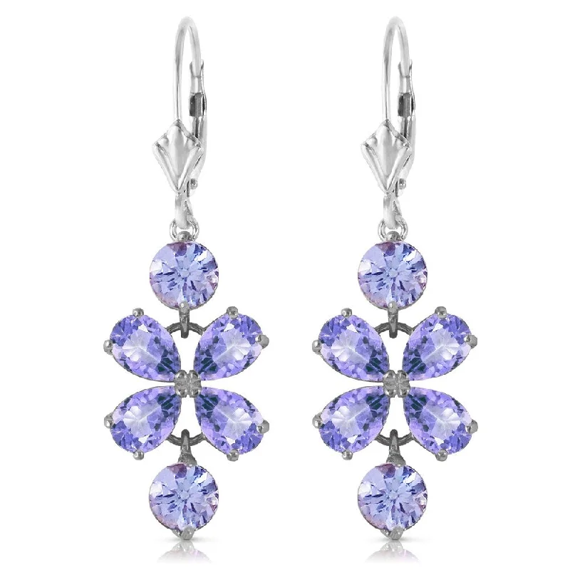 adjustable ridge crest earrings-5.32 CTW 14K Solid White Gold Tanzanite Gemstone Earrings