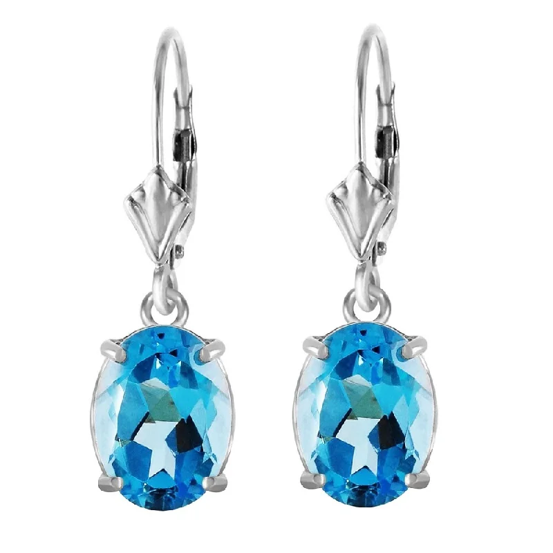 nature-themed ridge crest earrings-6.25 Carat 14K Solid White Gold Crown Of Splendor Blue Topaz Earrings