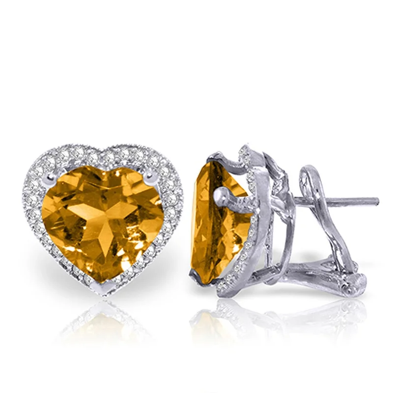 matte gold tier earrings-6.48 Carat 14K Solid Gold Make A Wish Citrine Diamond Earrings