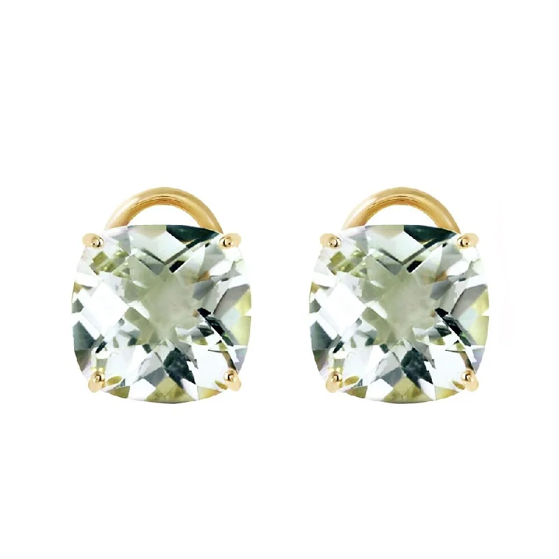 bohemian peak summit earrings-7.2 Carat 14K Solid Gold French Clips Earrings Green Amethyst