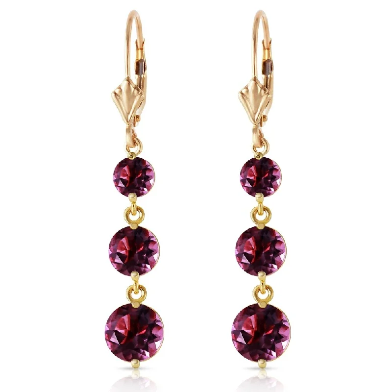 raw amethyst accent earrings-7.2 Carat 14K Solid Gold Rainfall Amethyst Earrings