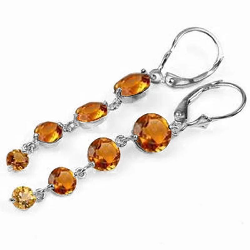 modern sleek crest peak earrings-7.8 CTW 14K Solid White Gold Hope Will Find You Citrine Earrings