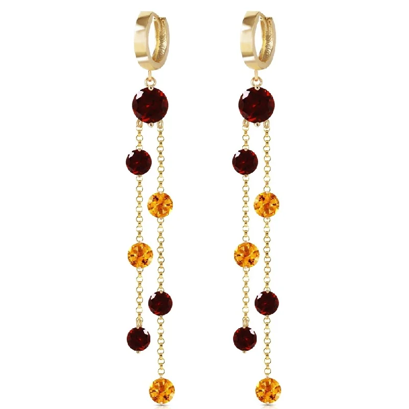 artisan-crafted jade earrings-8.99 CTW 14K Solid Gold Salute Garnet Citrine Earrings