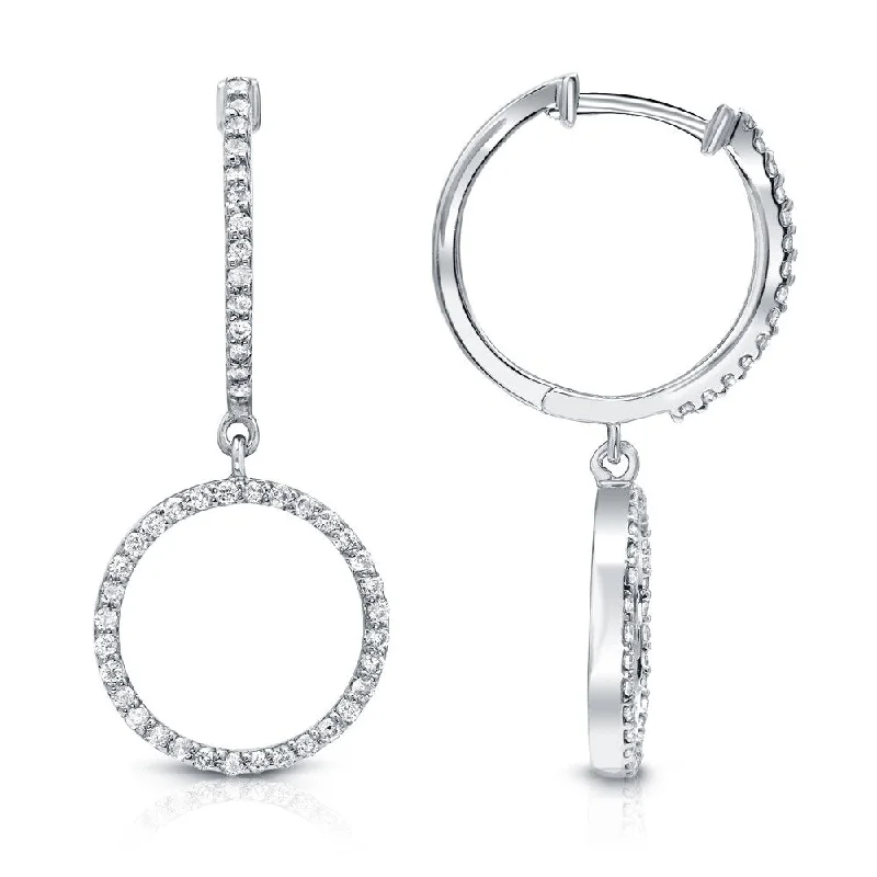 adjustable peak summit earrings-Auriya 14k White Gold 1/2ct TDW Open Circle Diamond Drop Earrings (H-I, SI1-SI2)