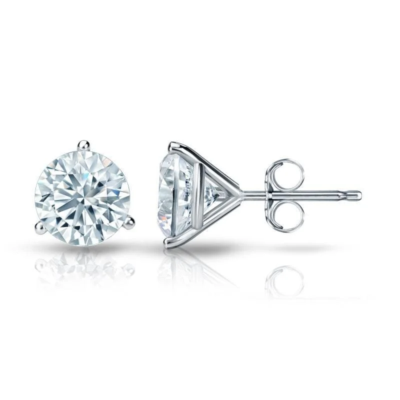 nature-themed willow earrings-Auriya 2ctw 3 Prong Martini Set Round Diamond Stud Earrings 14K Gold GIA Certified