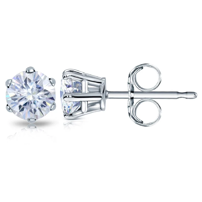 bohemian peak summit earrings-Auriya 4ctw Round Moissanite Stud Earrings 14k Gold - 8.2 mm