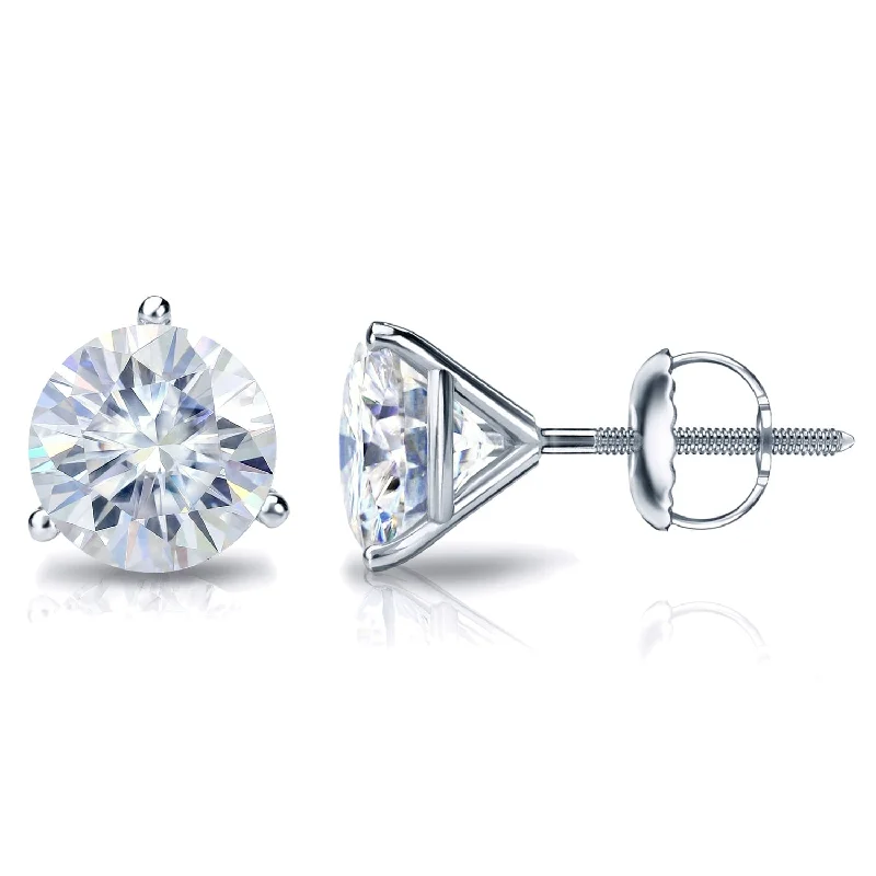 inscribed dynasty drop earrings-Auriya 4ctw Round Moissanite Stud Earrings 14k Gold Martini-set - 8.2 mm