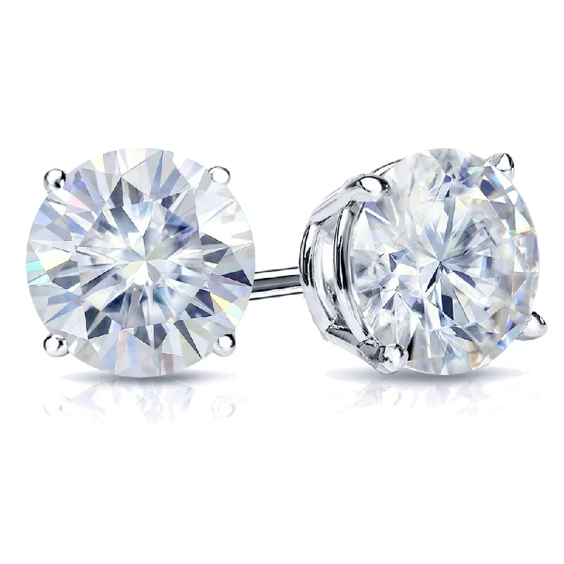 bohemian summit ridge earrings-Auriya 5ct TW Round Moissanite Stud Earrings 18k Gold