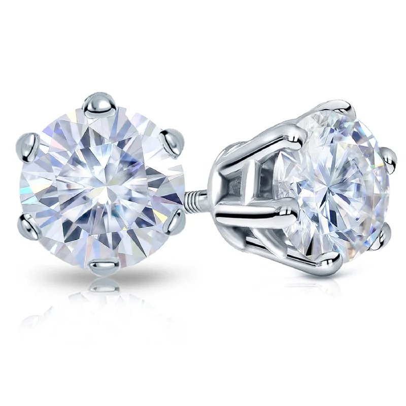 nature-themed crest peak earrings-Auriya 5ctw Round Moissanite Stud Earrings 18k Gold