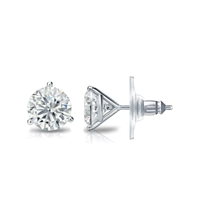 adjustable ridge crest earrings-Auriya GIA Certified 14k White Gold 3-Prong Martini 1.70 ct. TDW Secure Lock Back Rou