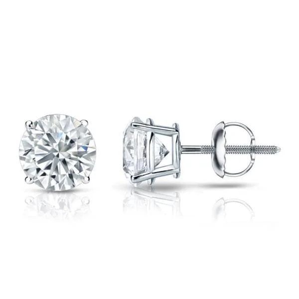 nature-themed ridge crest earrings-Auriya Platinum 1 1/2ctw Round Diamond Stud Earrings GIA Certified