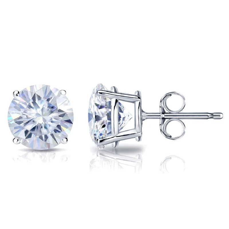 bohemian peak summit earrings-Auriya Platinum 2ctw Round Moissanite Stud Earrings - 6.5 mm