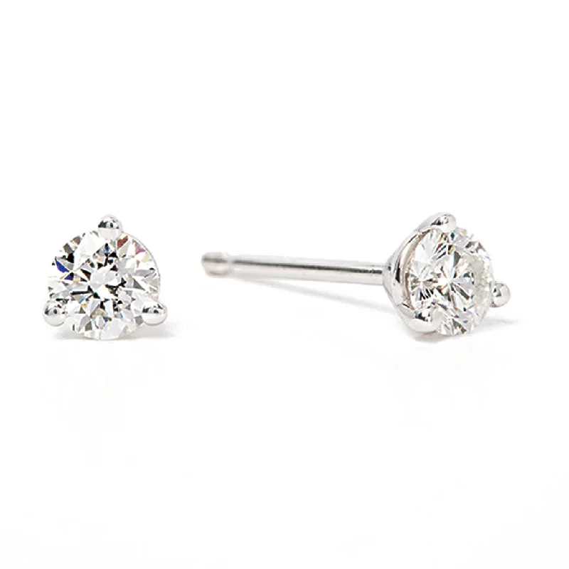 minimalist summit crest earrings-Bremer Jewelry 1/3ctw Round Solitaire/Stud Diamond Earrings in 14K White Gold (0.33ctw)