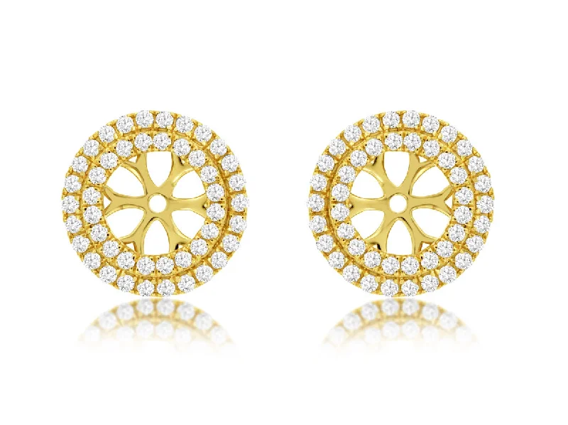 inscribed legacy stud earrings-Bremer Jewelry 3/4ctw Round Jacket Diamond Earrings in 14K Yellow Gold (0.75ctw)