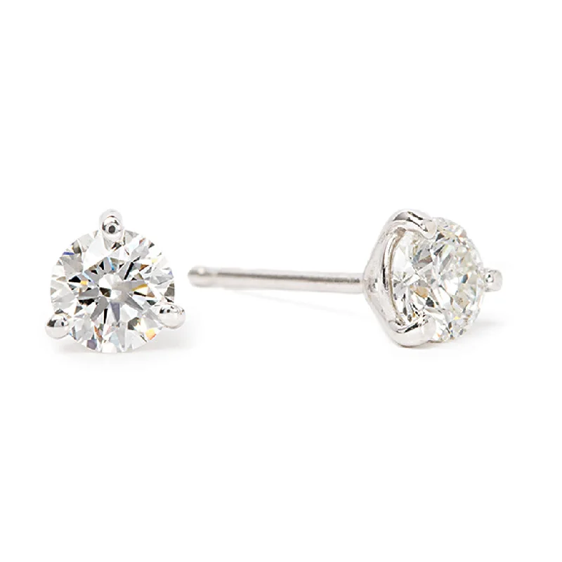 tarnished rose stack earrings-Bremer Jewelry 5/8ctw Round Solitaire/Stud Diamond Earrings in 14K White Gold (0.65ctw)