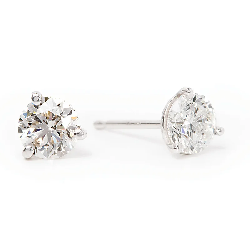 adjustable ridge summit earrings-Bremer Jewelry 9/10ctw Round Solitaire/Stud Diamond Earrings in 14K White Gold (0.90ctw)