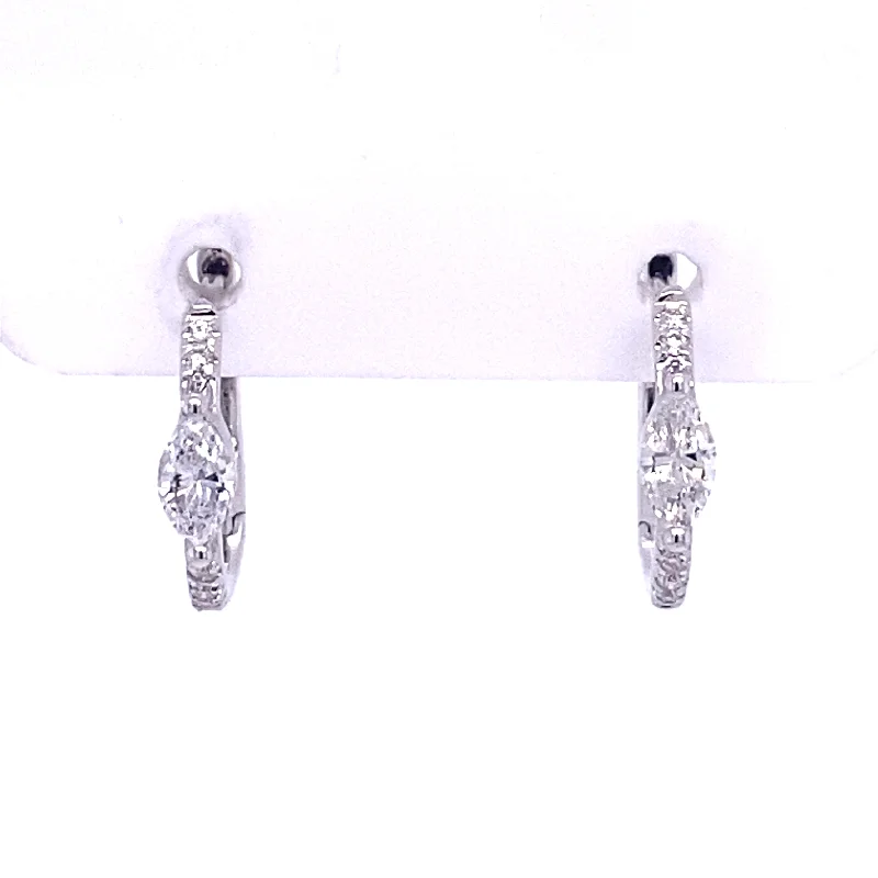 modern tiered topaz earrings-Bremer Jewelry Marquise Huggie Diamond Earrings in 14K White Gold (0.35ctw)