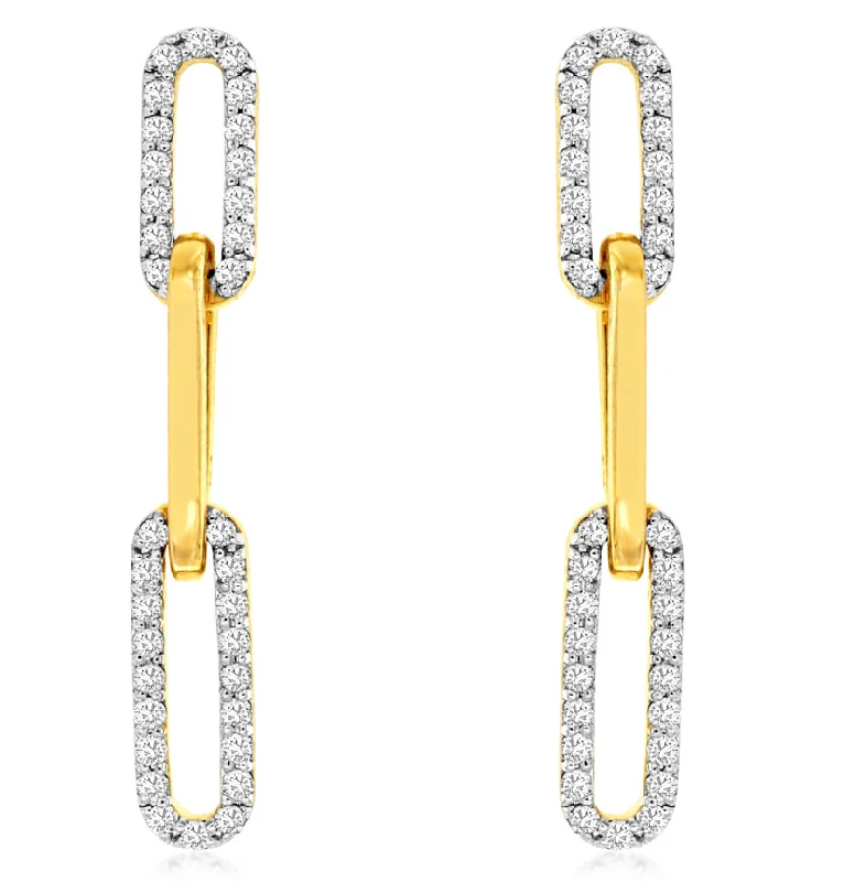 adjustable peak summit earrings-Bremer Jewelry Round Dangle Diamond Earrings in 14K Yellow Gold (0.28ctw)