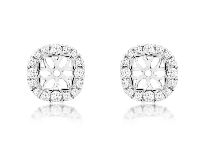 floral eternity emerald earrings-Bremer Jewelry Round Jacket Diamond Earrings in 14K White Gold (0.43ctw)