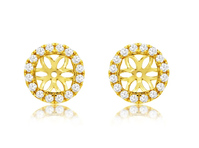 matte silver tier earrings-Bremer Jewelry Round Jacket Diamond Earrings in 14K Yellow Gold (0.45ctw)