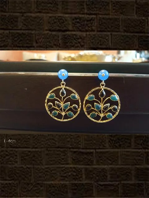 modern stellar diamond earrings-Stylish tree design blue earring