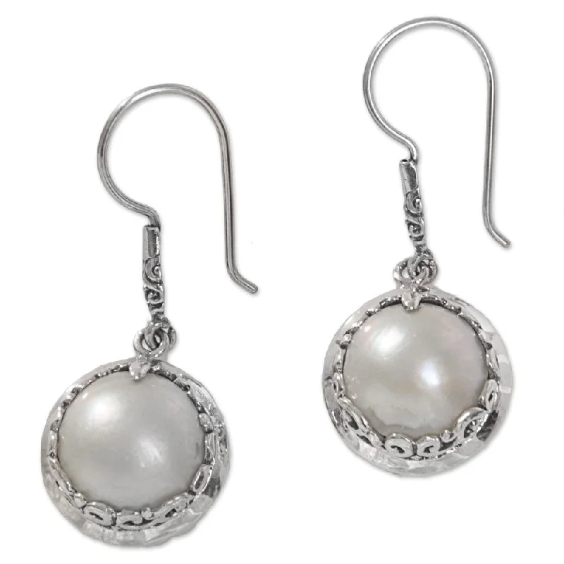 minimalist summit crest earrings-Cultured Pearl Dangle Earrings, 'Perfect Twin Moons' (Indonesia) - 1.6L*0.6W