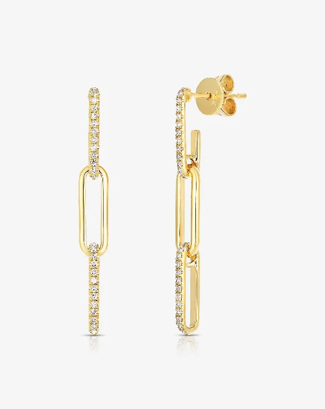 bold pentagonal topaz earrings-Diamond Link Drop Earrings