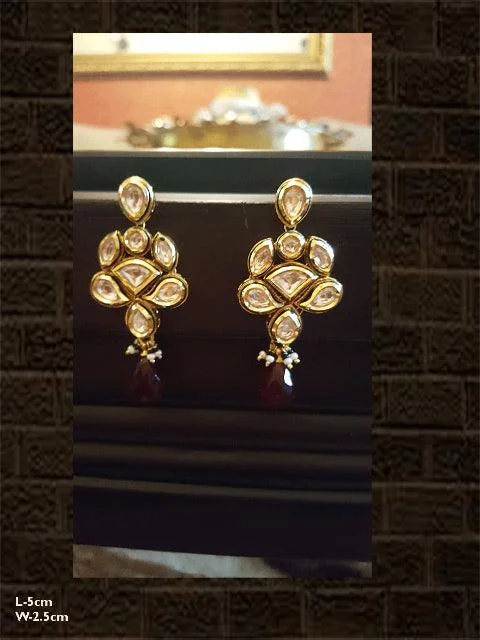 bold topaz summit peak earrings-Kundan earring with ruby drop