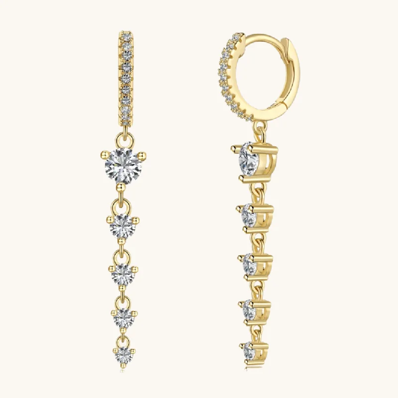 bohemian crest summit earrings-Gold Drop Mini Diamond Hoops