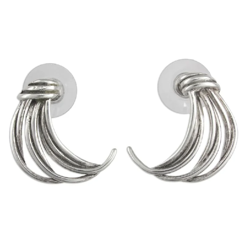 matte bronze spiral earrings-Handcrafted Sterling Silver 'Comet of Legend' Earrings (Mexico) - 0.8L*0.9W