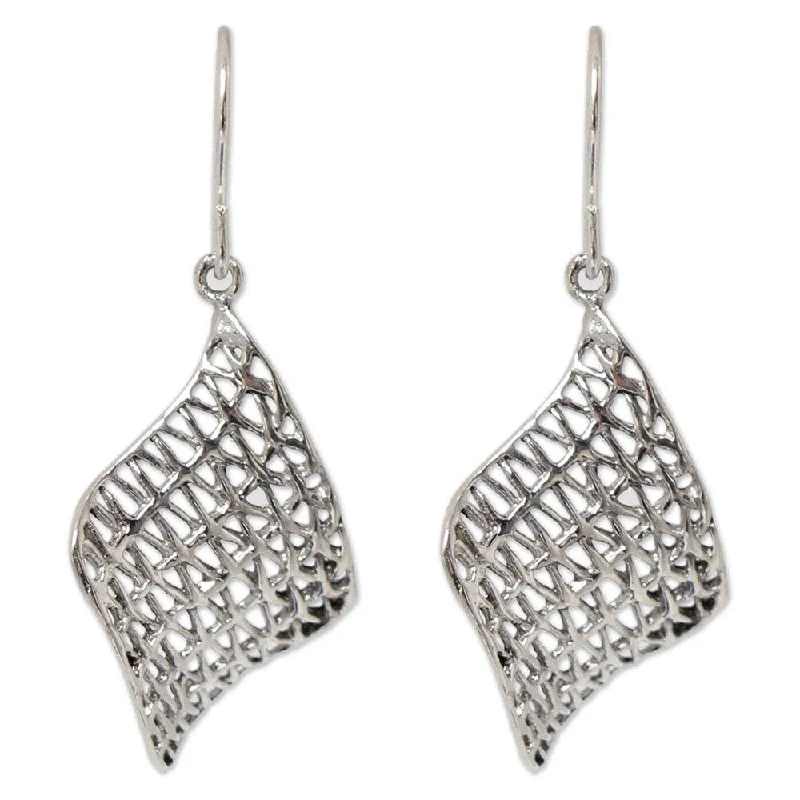 bold ruby summit peak earrings-Handmade Sterling Silver 'Love Net' Earrings (Thailand)