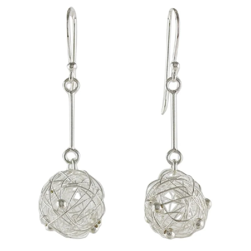 bohemian crest peak earrings-Handmade Sterling Silver 'Moon Nests' Earrings (Thailand) - 1.6L*0.5W