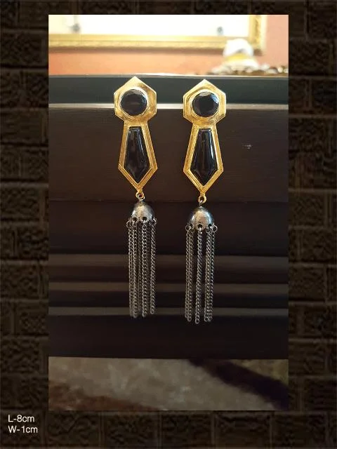 modern sculpted drop earrings-RNE860BLAGB