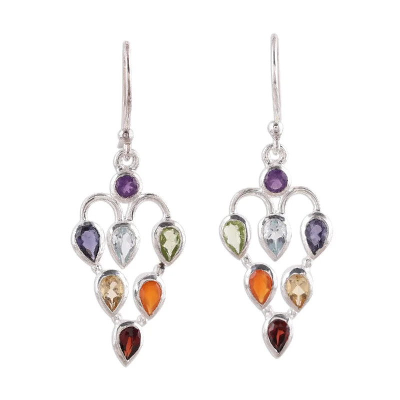 art deco jade earrings-NOVICA Chakra Sparkle, Multi-gemstone dangle earrings - 1.6*0.6