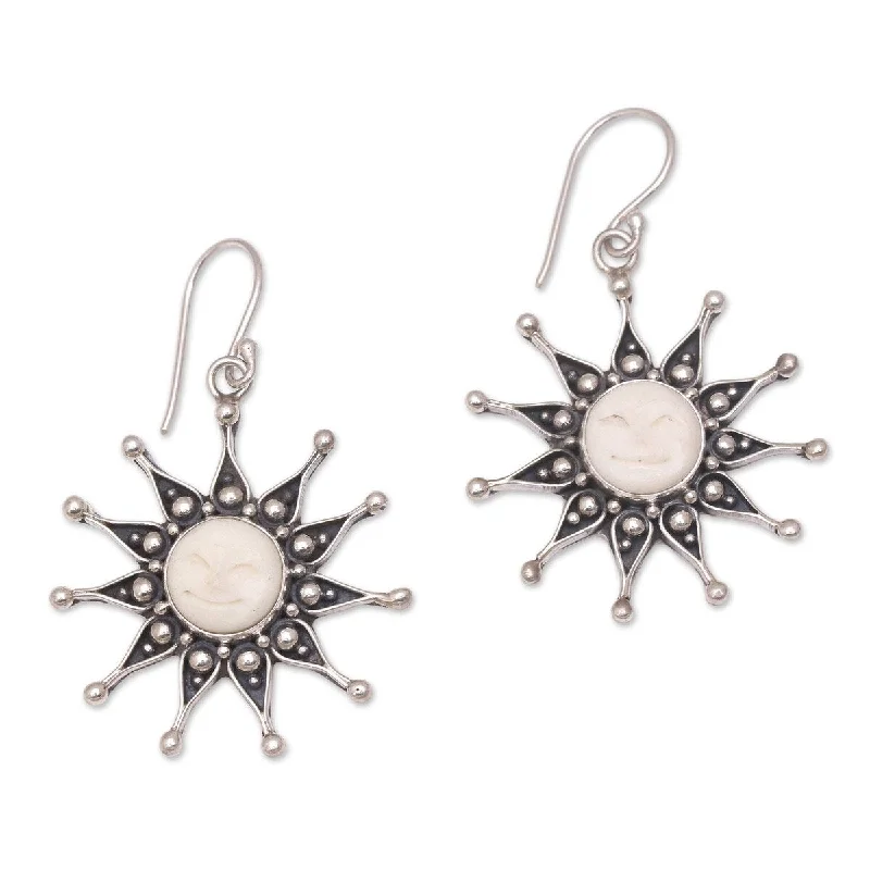 matte silver tier earrings-NOVICA Gleaming Sunshine, Sterling silver dangle earrings - 1.9*1.2