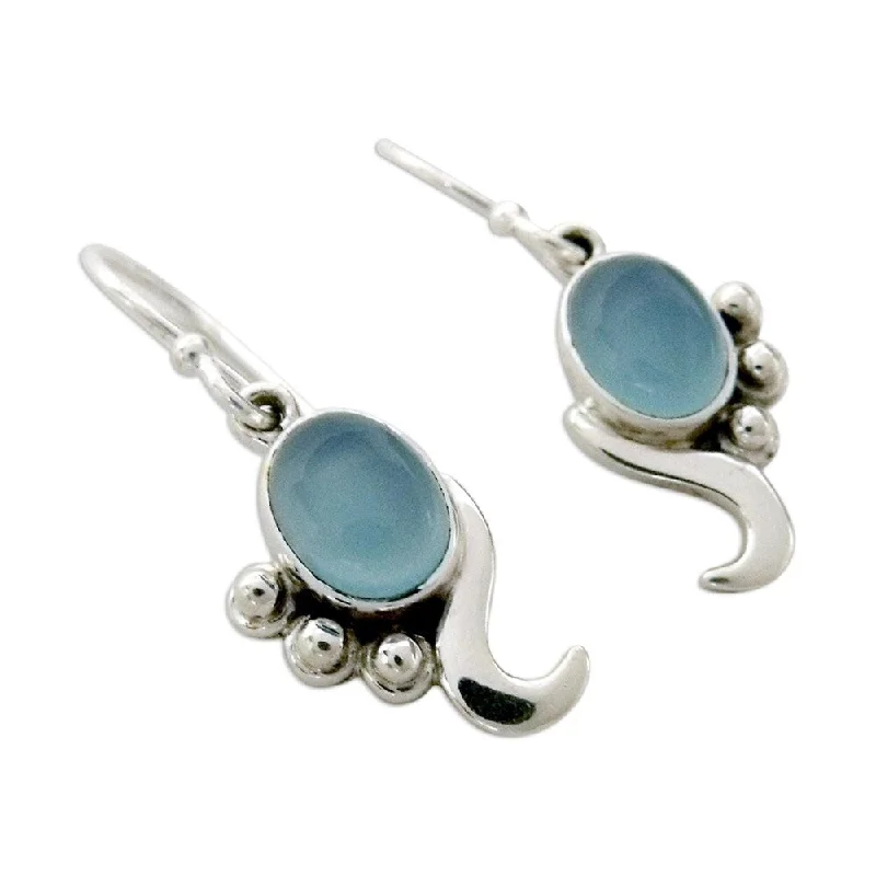 bold sapphire summit peak earrings-NOVICA Handmade Harmony Gray Blue Chalcedoney Swirling Dangle Earrings (India)