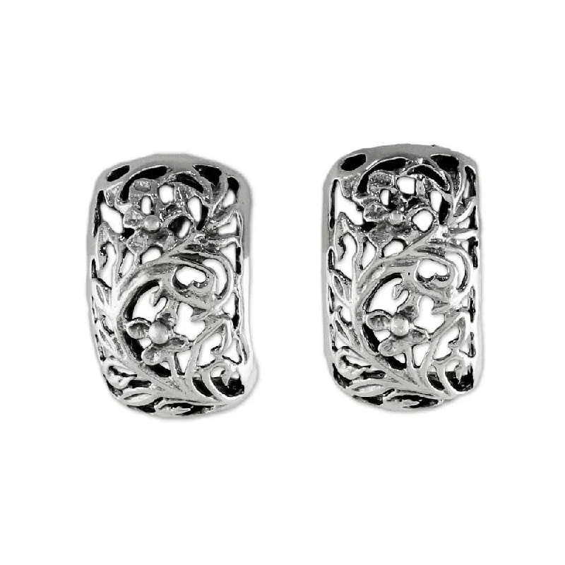 bohemian totem earrings-NOVICA Handmade Sterling Silver 'Floral World' Earrings (Thailand) - 0.7*0.4